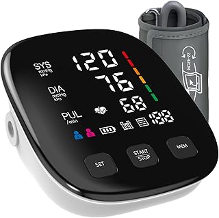 Automatic Upper Arm Blood Pressure Monitor, Blood Pressure Cuff 9-17 inch, Blood Pressure Monitors for Home Use with Digital LED Display, 2×199 Sets Blood Pressure Memory