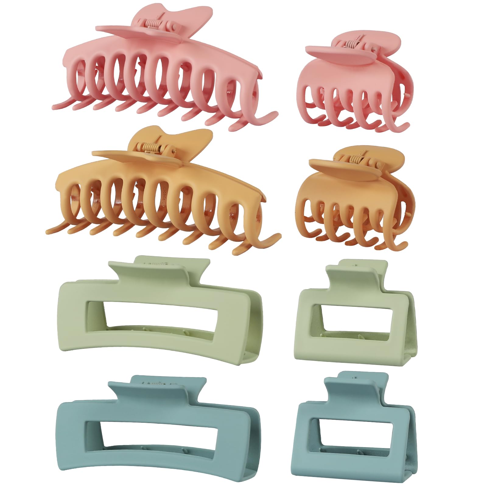 Sisiaipu 8 Pcs Large Medium Small Rectangle Square Butterfly Hair Claw Clips in 4 Styles for Thick, Thin Hair - Colorful Hair Accessories for Women