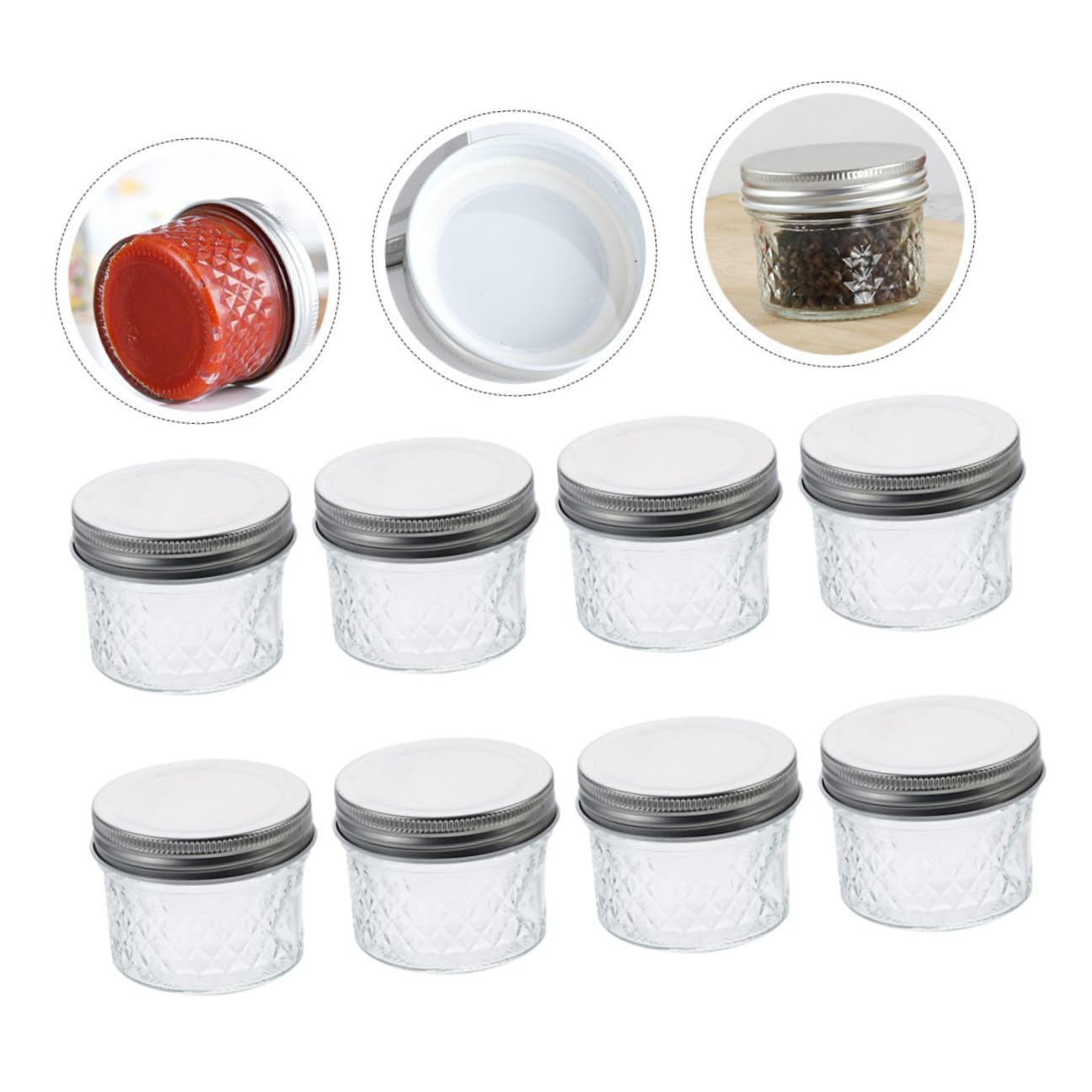 8stücke Kleine Honiggläser Transparent Glas Marmeladengläser mit Deckel für Lebensmittel Befüllen und Reinigen Geeignet für Verschiedene Anlässe