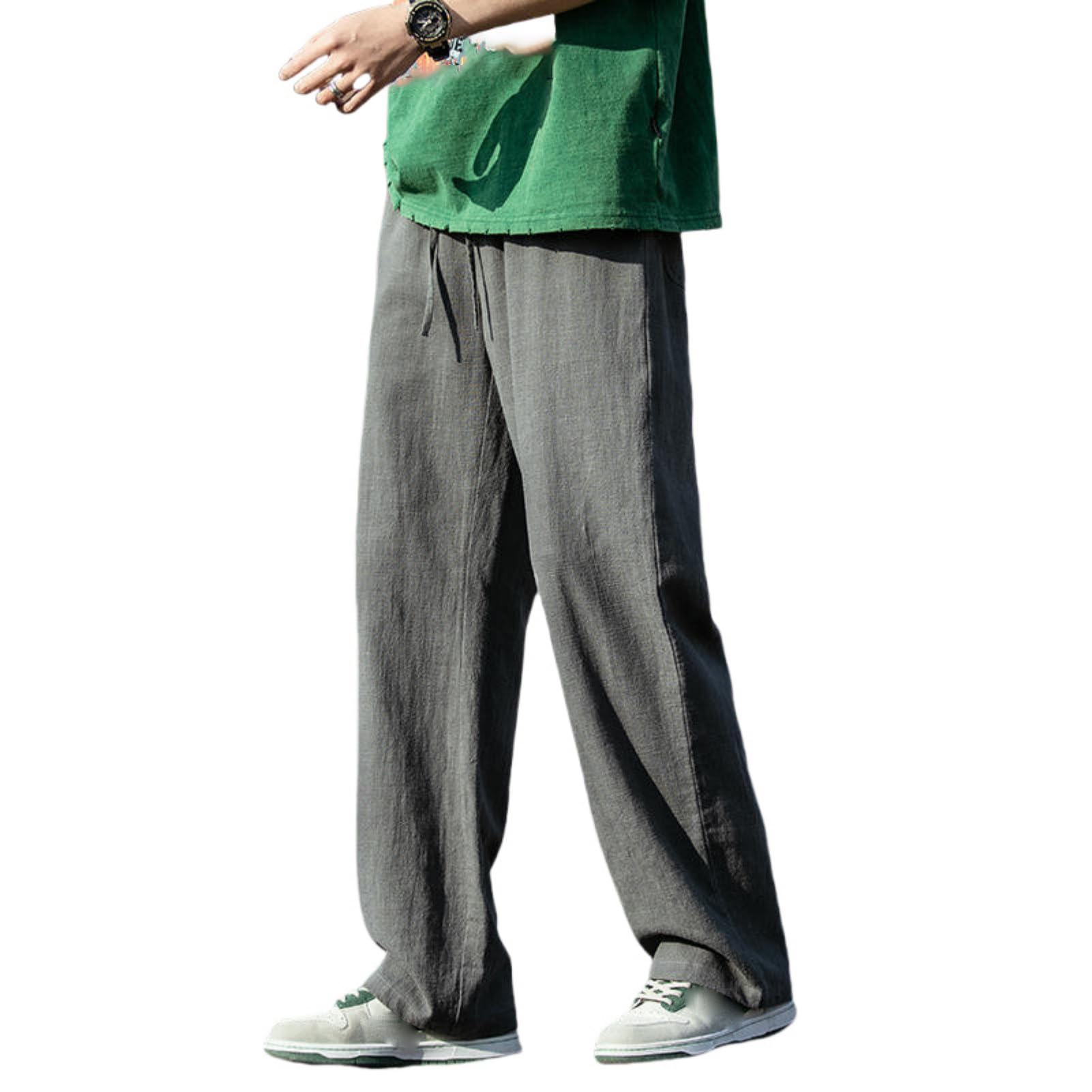 Pantaloni casual da uomo Primavera Estate Stile Cinese Lino Solido Dritto Alla Moda