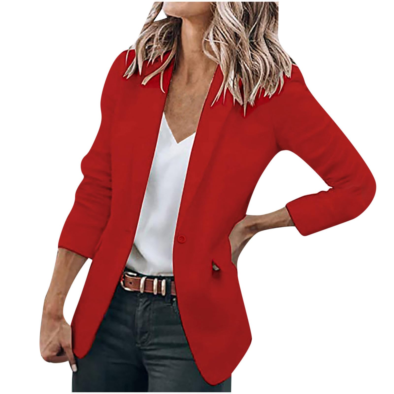 TANGNADE Womens Blazer Plus Size for Work Elegant Long Sleeve Open Front Lapel Collar Business Casual Office Jacket