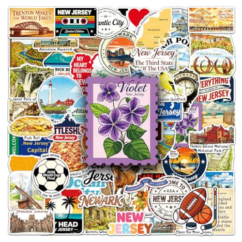 New Jersey Stickers |62Pcs The Garden State Theme Waterproof Vinyl Decals