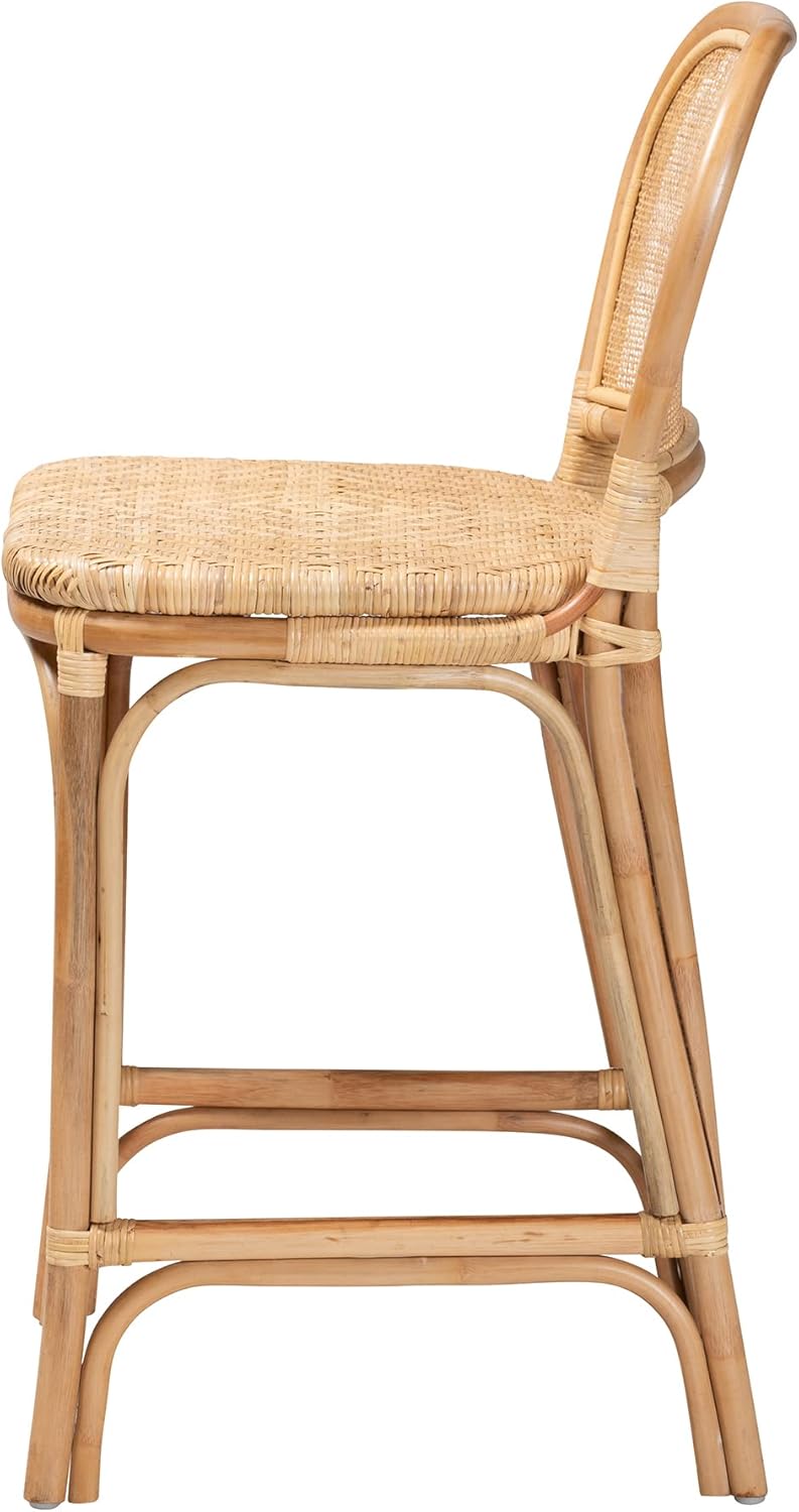 Bali & pari Adrena Modern Bohemian Natural Rattan Counter Stool