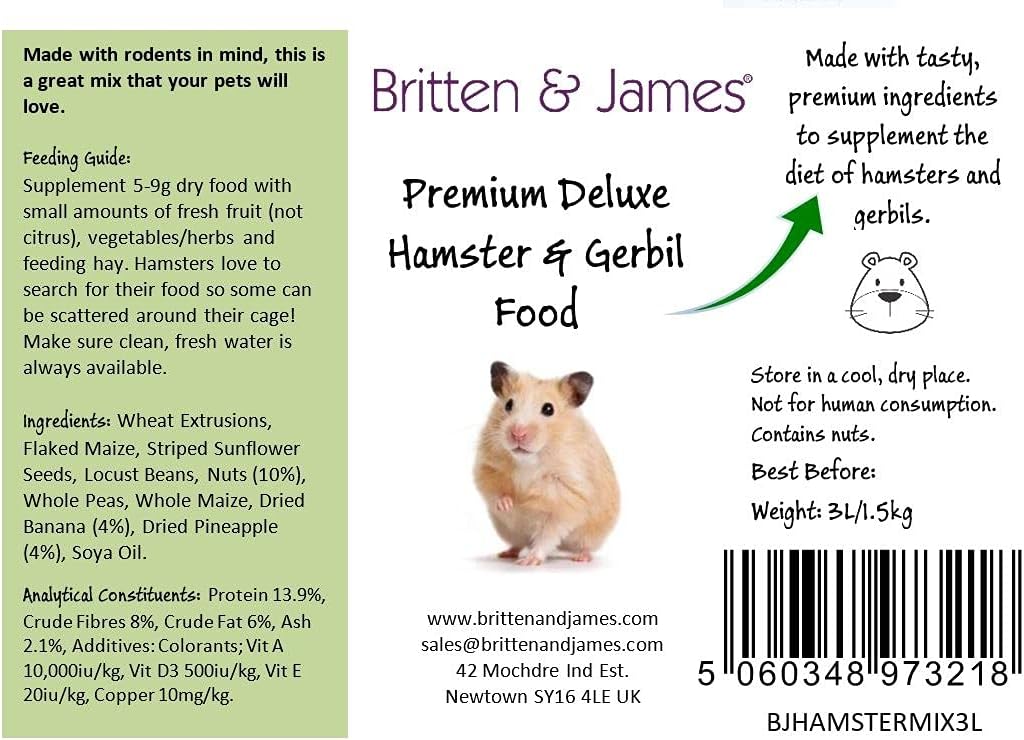 Premium Hamster and Gerbil Food Mix by Britten & James (1.5kg). The Ultimate Natural - Image 3