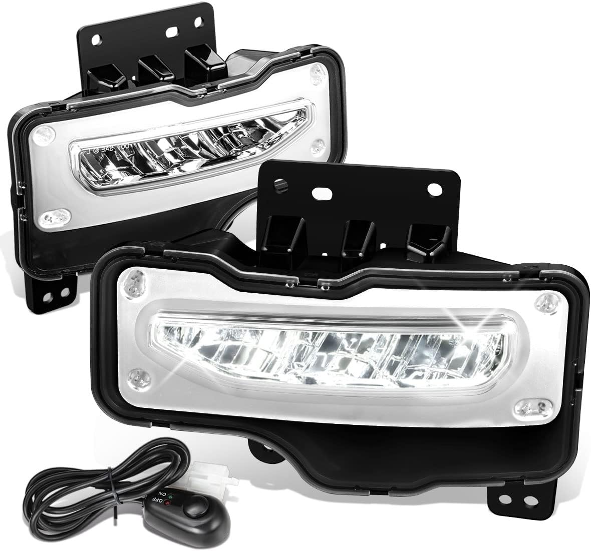 Auto Dynasty Full LED Fog lights Compatible with 2016-2019 GMC Sierra (Limited) 1500, Front Bumper Driving Fog Light Lamps with Switch and Wiring Harness, Chrome Housing Clear Lens