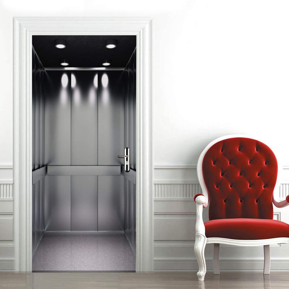 Papier peint porte trompe l'oeil en PVC adhésif 73x205 cm pour décoration murale de cuisine ou salon