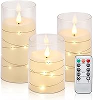 Vista 11 de Aignis Flickering Flameless Candles Battery Operated Candles LED Candles with Remote Timer for Home/Wedding/Birthday/Holiday Decor ，Brown 3D Flame