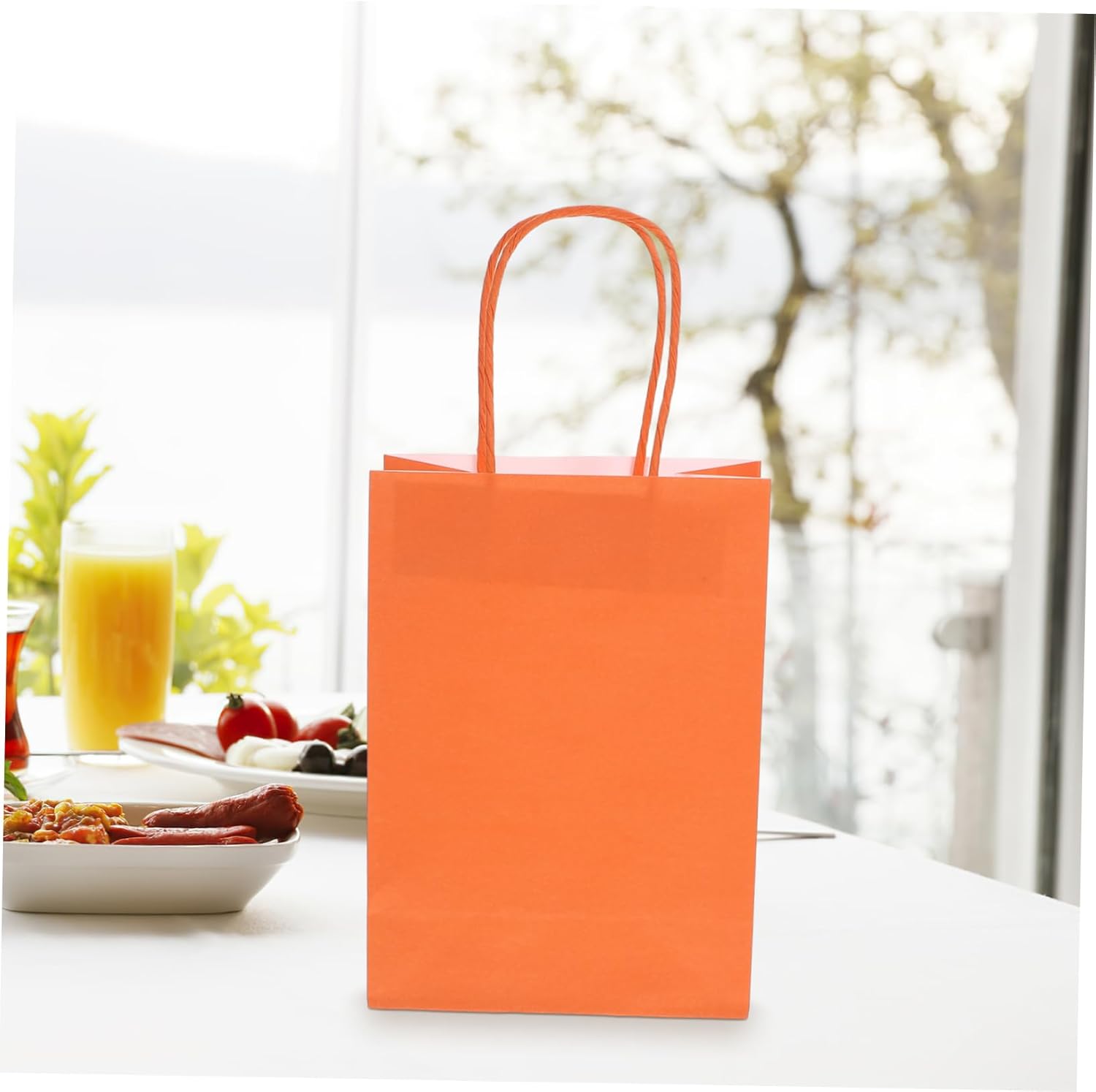 NULYLU 12pcs Colorful Kraft Paper Bags Handles for Parties Weddings and Holidays Candy Shopping Bags for Present Storage