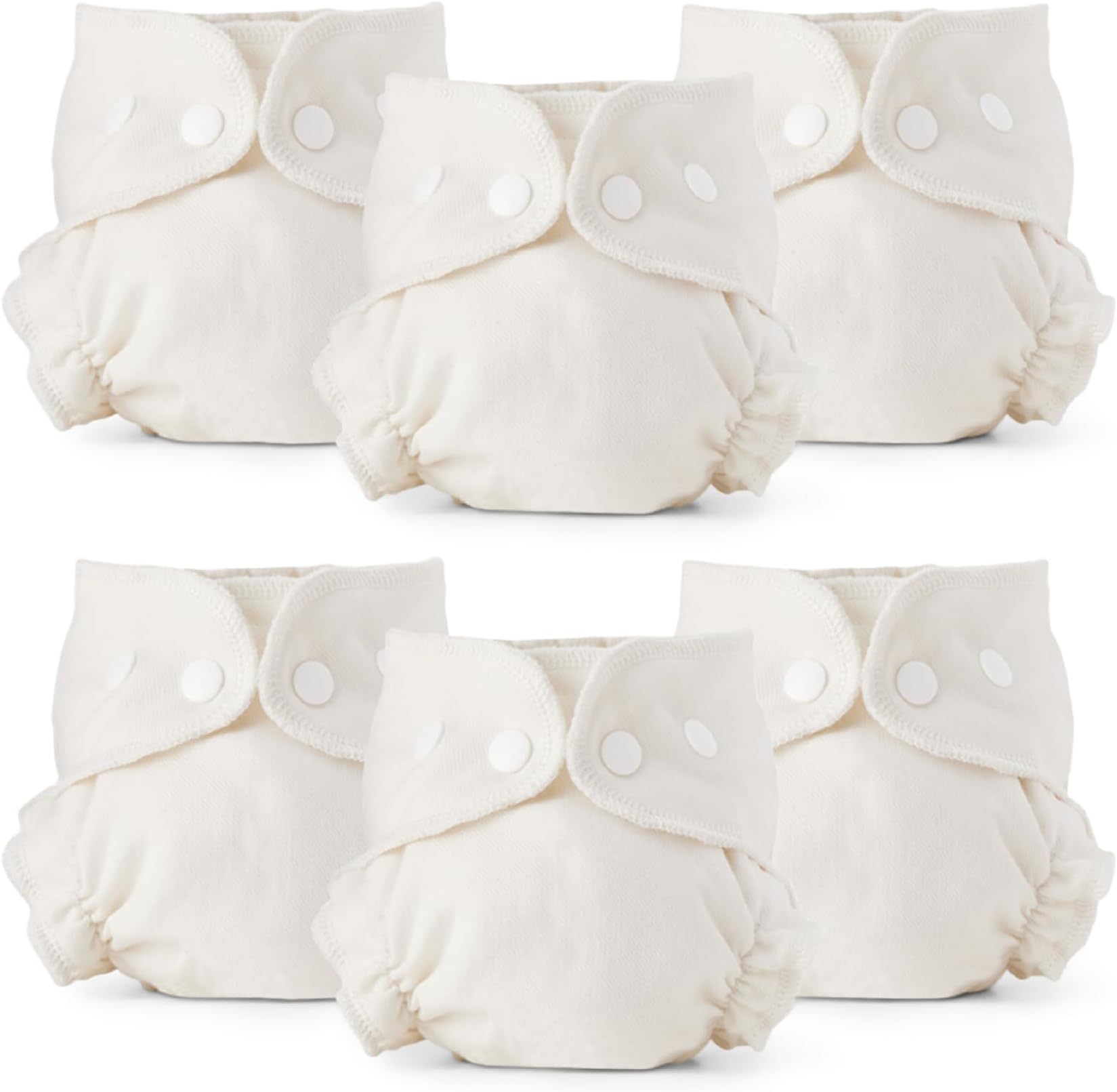 Esembly Cloth Diaper Inner - Organic Cotton Fitted Diaper- Soft, Ultra-Absorbant, Trim-Fitting Layer to Pair with Waterproof Outer for Blowout-Proof Diapering - 6-Pack, Size 1 (7-17lbs)