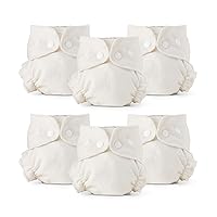 Vista 3 de Esembly Paquete de pañales de tela, 1 exterior acolchado impermeable y 6 interiores de algodón orgánico, reutilizable, lavable, sistema de pañales a