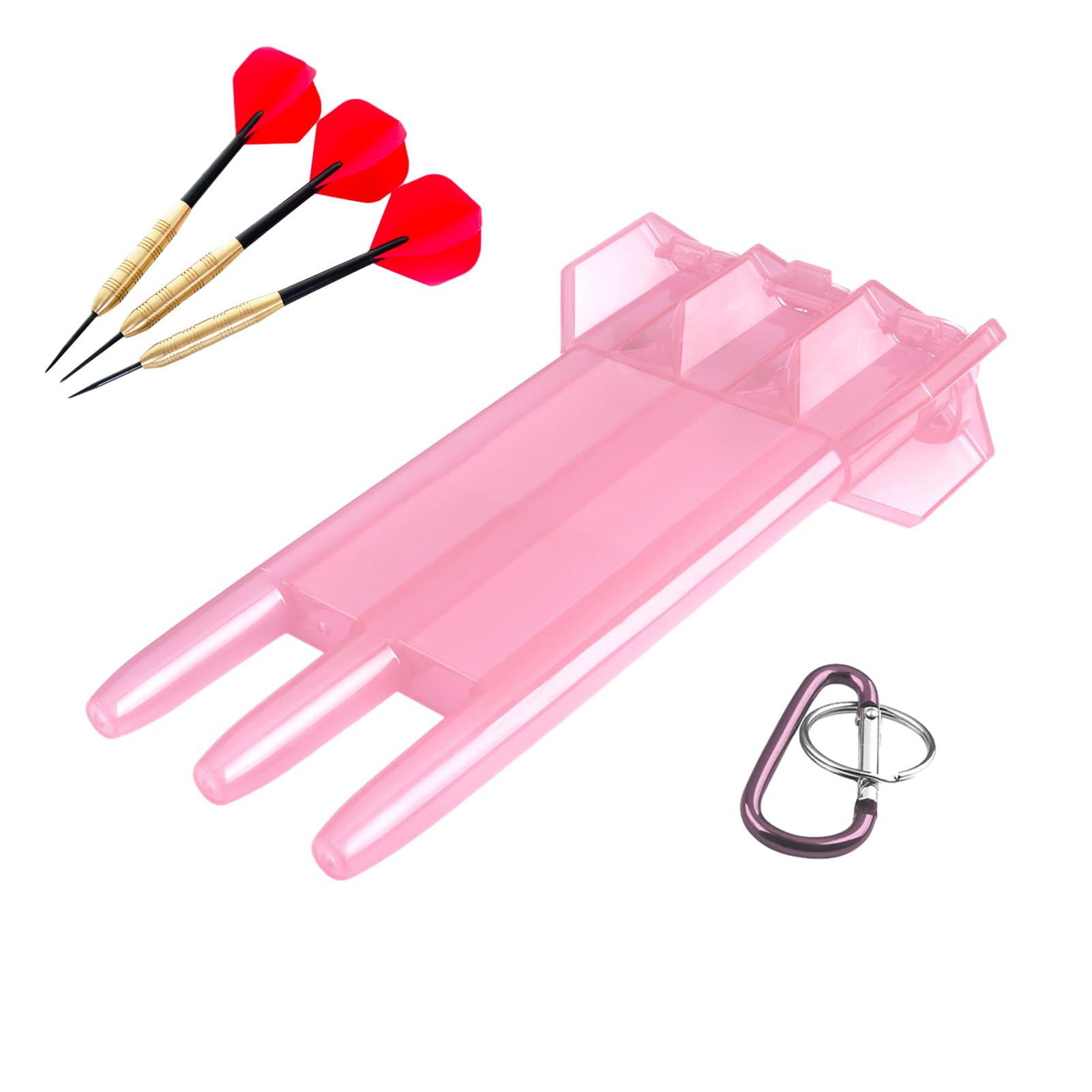 Caja de Dardos - Soporte de Transparente, Caja de Almacenamiento de Dardos | Cartera de Transporte de Dardos de tamaño portátil con Hebilla de Bloqueo Seguro, Funda de dardo, Rosa Brillante