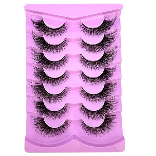 HBZGTLAD 7 pares de pestañas de media pestaña segmentadas manga 3D, pestañas de aspecto natural, pestañas de visón esponjosas, paquete de pestañas