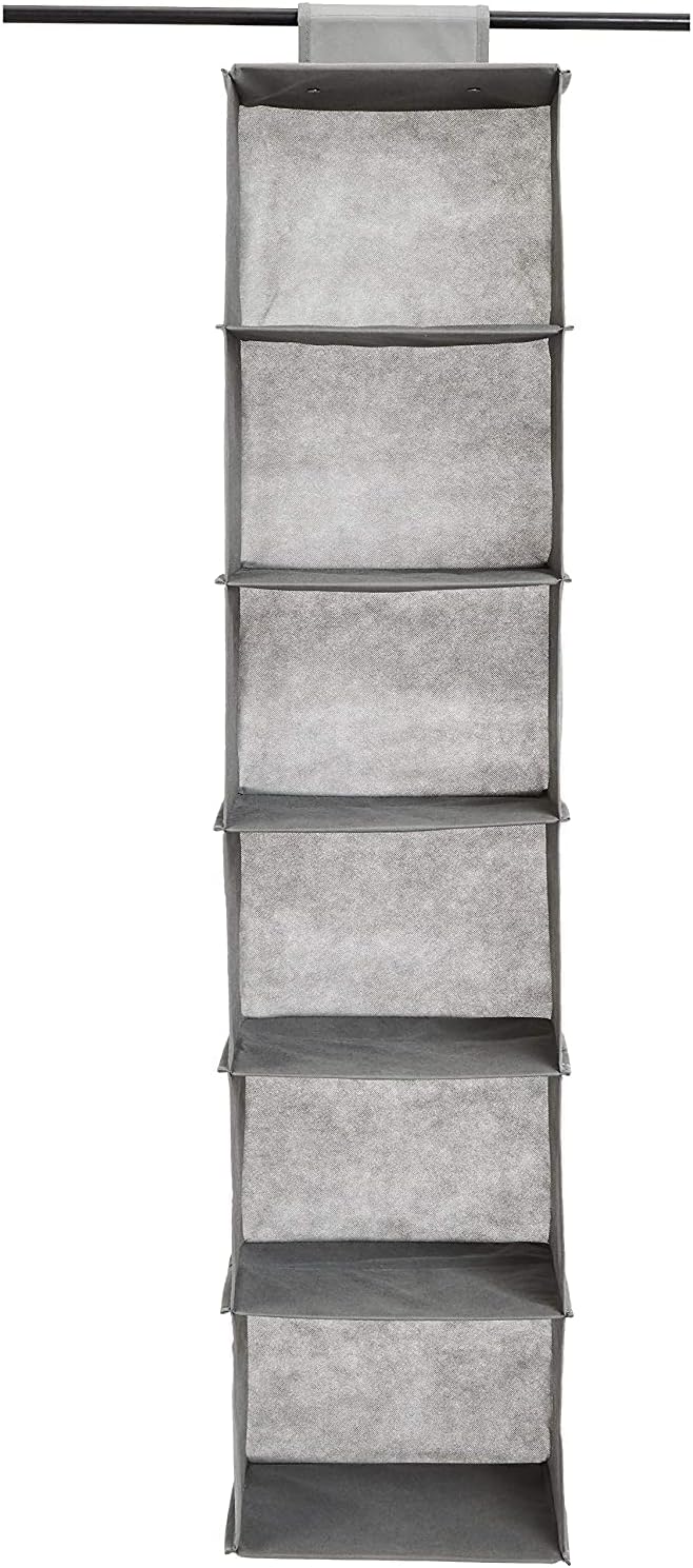 Amazon Basics Hanging Closet Shelf, 6-Tier, 22D x 29W x 23H cm, Grey