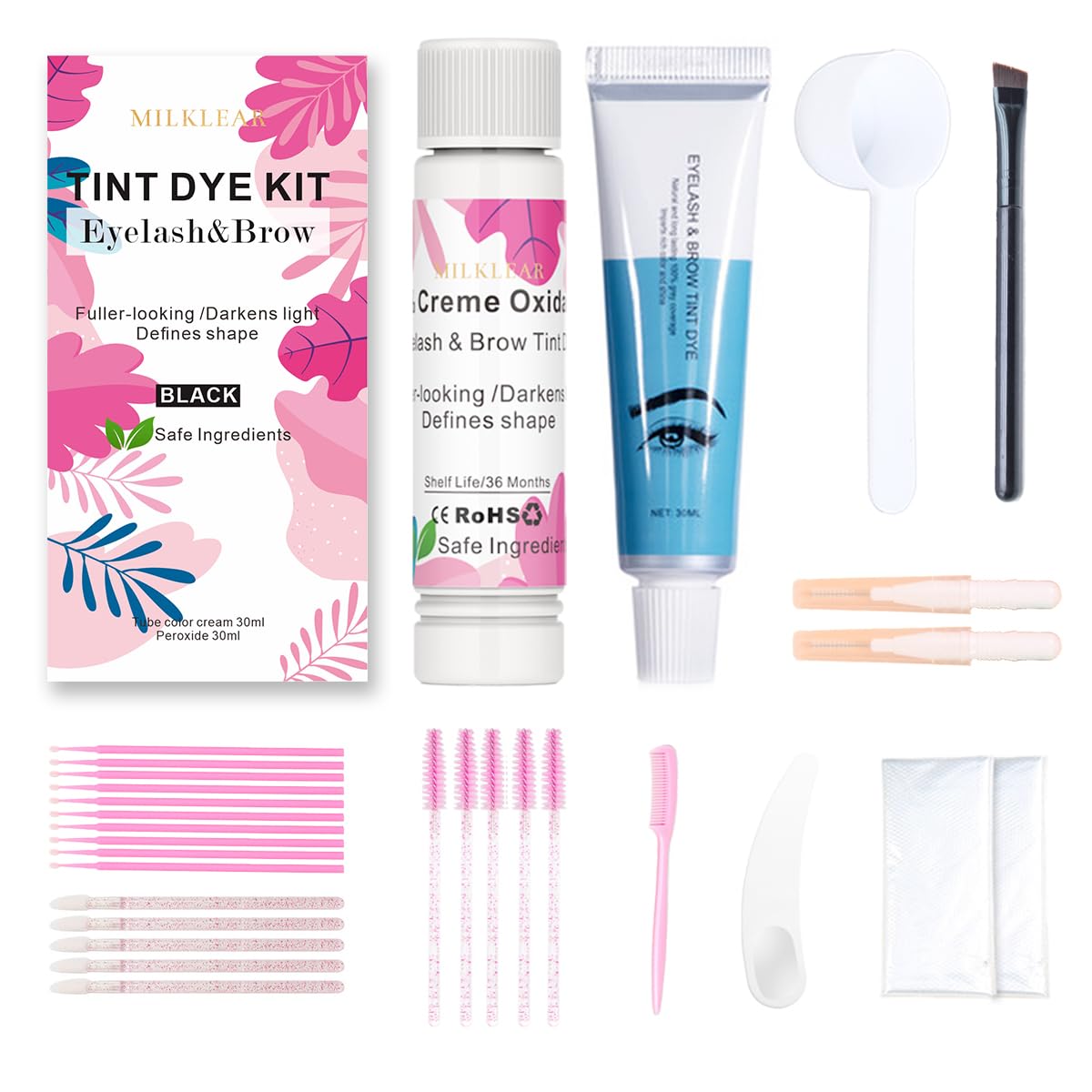 MILKLEAR Black Color Kit for Lashes and Brow Instant Results Eyelash and Eyebrow