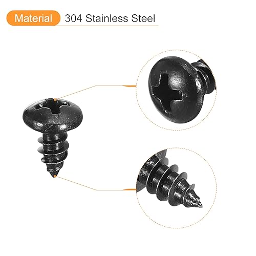 Miniatura 10 de uxcell Tornillo autorroscante Phillips de cabeza plana de 0.118 in x 0.630 in, 100 piezas - Tornillo de madera de cabeza redonda de acero inoxidable