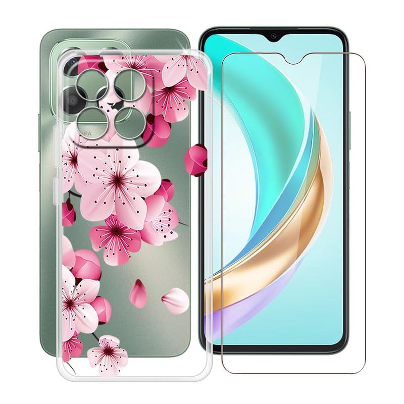 HGJTFANY Case for Honor X6b (6.56") with 1 X Tempered Glass Screen Protector, Ultra-thin Shockproof Clear Shell