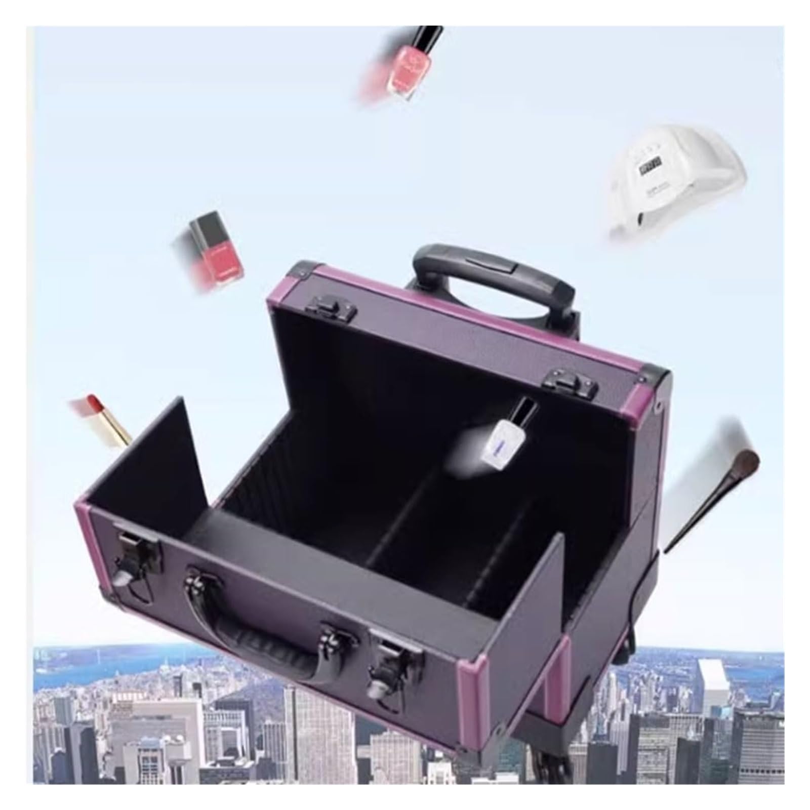 Make-up-Trolley, Rollkoffer für den Kosmetik-Zug, Beauty-Reisekoffer, Reise-Kosmetik-Aufbewahrungstrolley, Spinner-Räder, einziehbarer Griff (Pink, 36,5 x 22 x 39 cm)