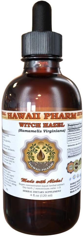HawaiiPharm Witch Hazel Liquid Extract, Witch Hazel (Hamamelis Virginiana) Tincture, Herbal Supplement, Made in USA, 2 fl.oz