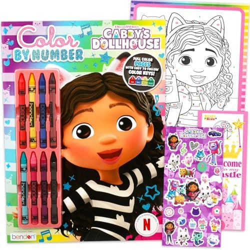 Dreamworks Gabby's Dollhouse Color by Number Book Set for Girls - Bundle with Color by Number Coloring Pages, Stickers, More | Gabby's Dollhouse Activity Book for Kids image 5