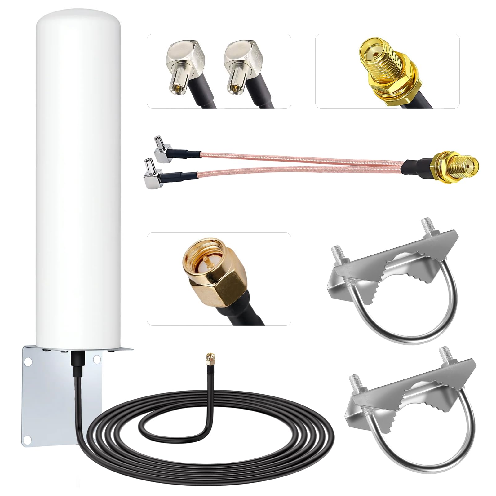 4G LTE Antenna Esterna 10-12dBi Antenna a Lungo Raggio Compatibile con HuaweiZTE 4G LTE Hotspot Router ModemNetgearNighthawk M1 MR1100, con Spina SMA/Adattatore Doppio Connettore TS9