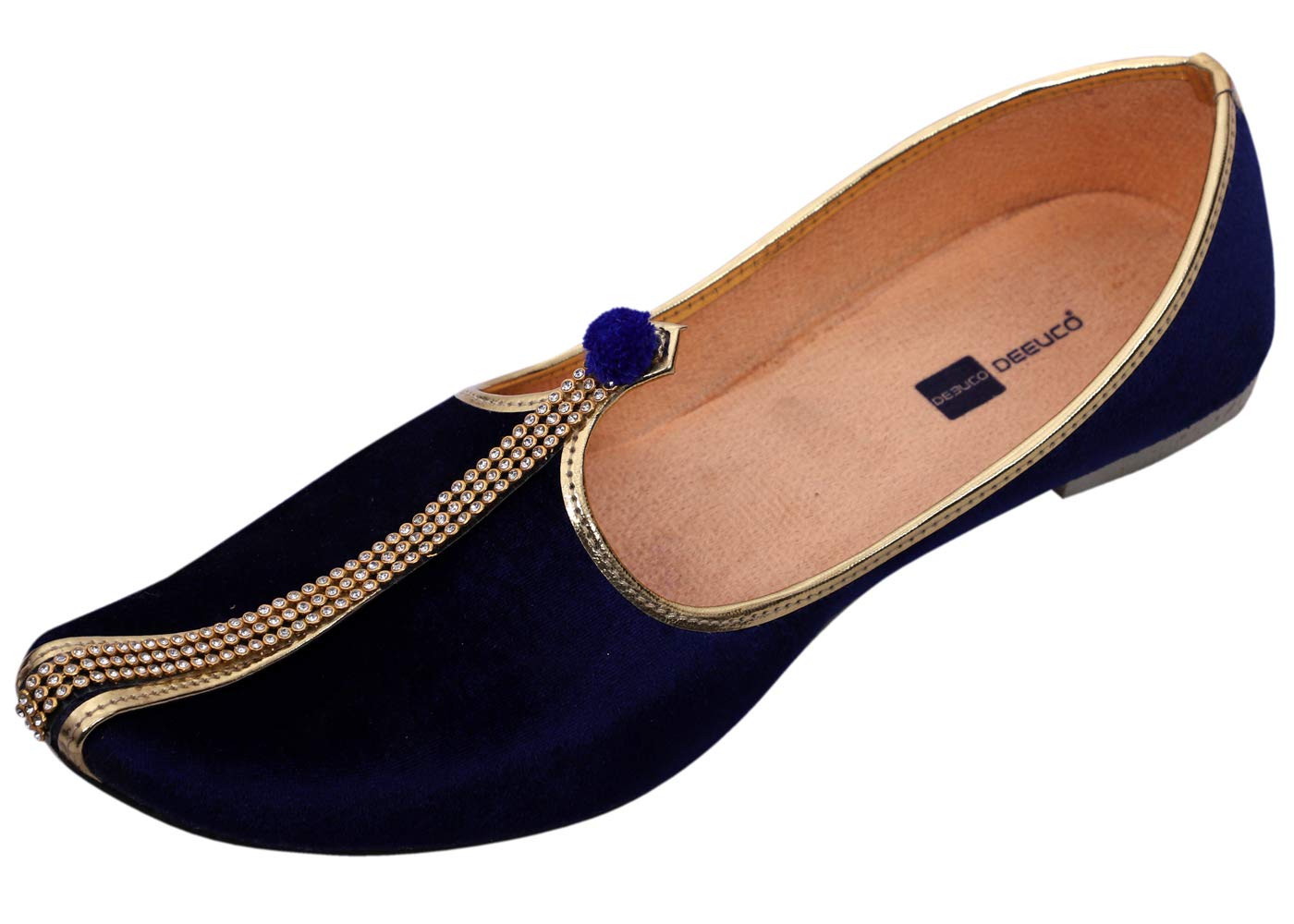 Men's Ethnic Navy Blue Velvet Wedding and Sherwani Jutti, Mojari-image-10