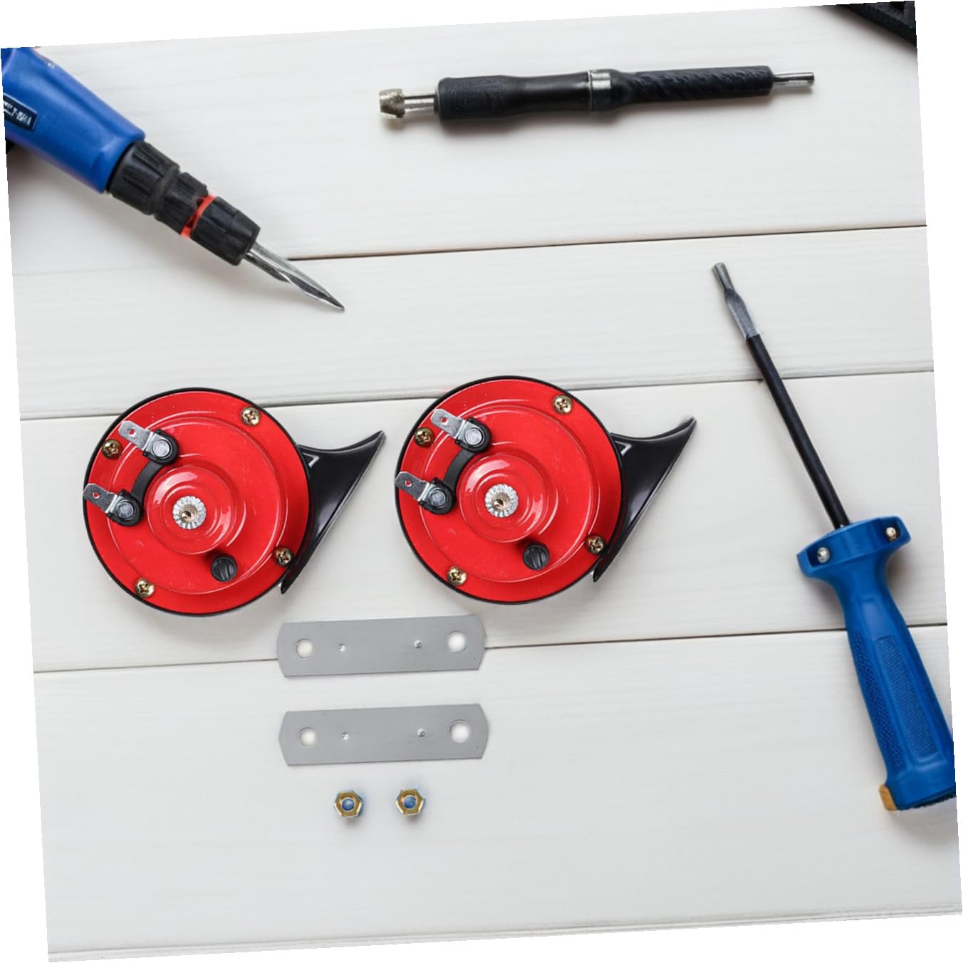 POPETPOP Kit de Bocina de Aire Eléctrica con Soporte Fuerte y Sonido Potente 12v 110db para Coche y Motocicleta para Uso Exterior