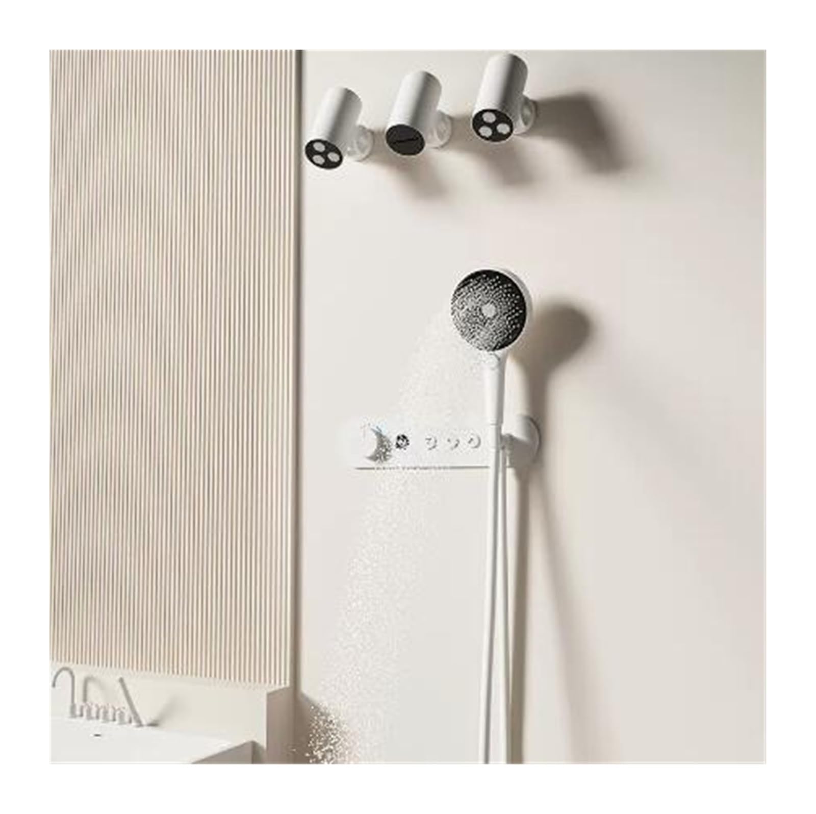 Thermostatic Digital Display Shower Set, Big Rainfall Mixer Faucet,Bathtub Stand Kit Luxury Constant(Bianco)