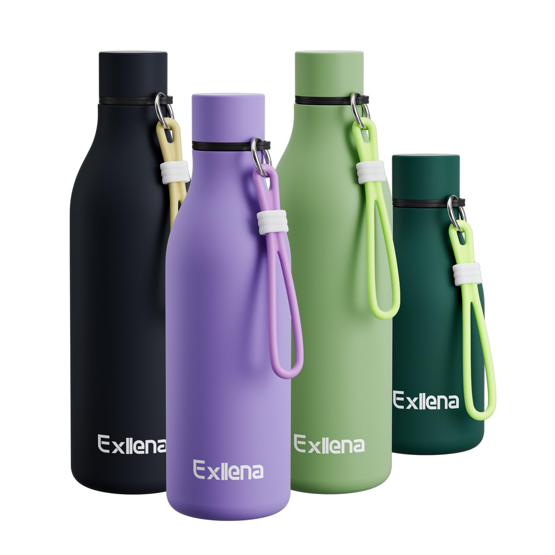 Exllena Metal Water Bottle 500ml with Silicone Strap