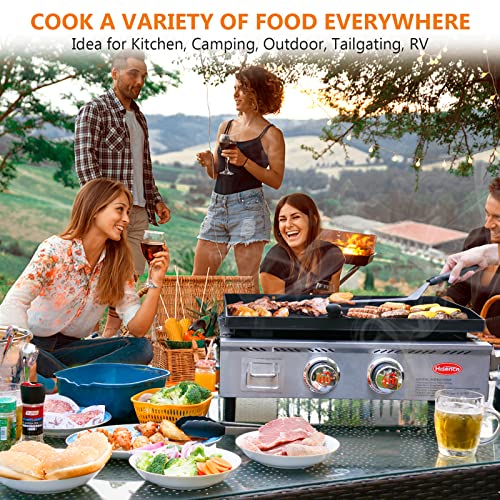 Hisencn Portable Griddle For Outdoor, Tabletop, Countertop, Kitchen, Tailgating, Rv - Nonstick Camping Griddle 348 Sq. In. 24000 Btus Griddle For Gas Grill, 22 Inch, With Carry Bag #TOP7
