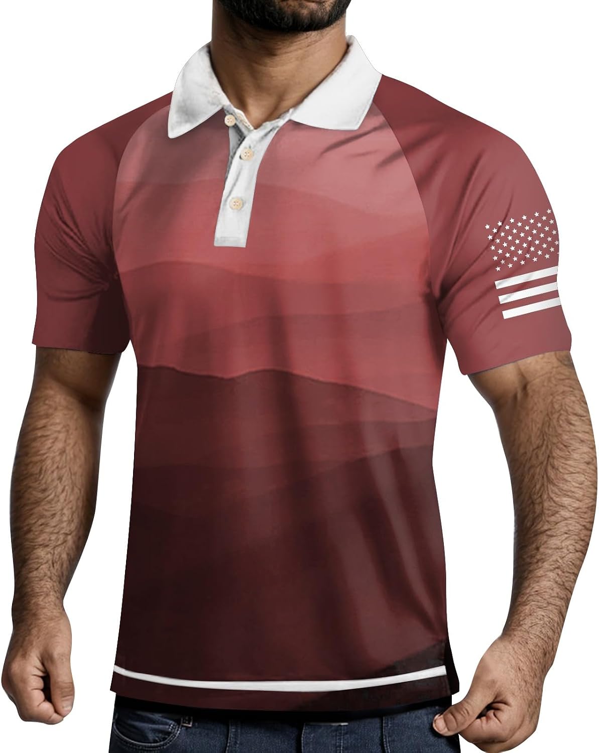 RTRDE Men's Patriotic Polo Shirt Short Sleeve Novelty Graphic Print Performance Golf Collar Shirt, M-4XL