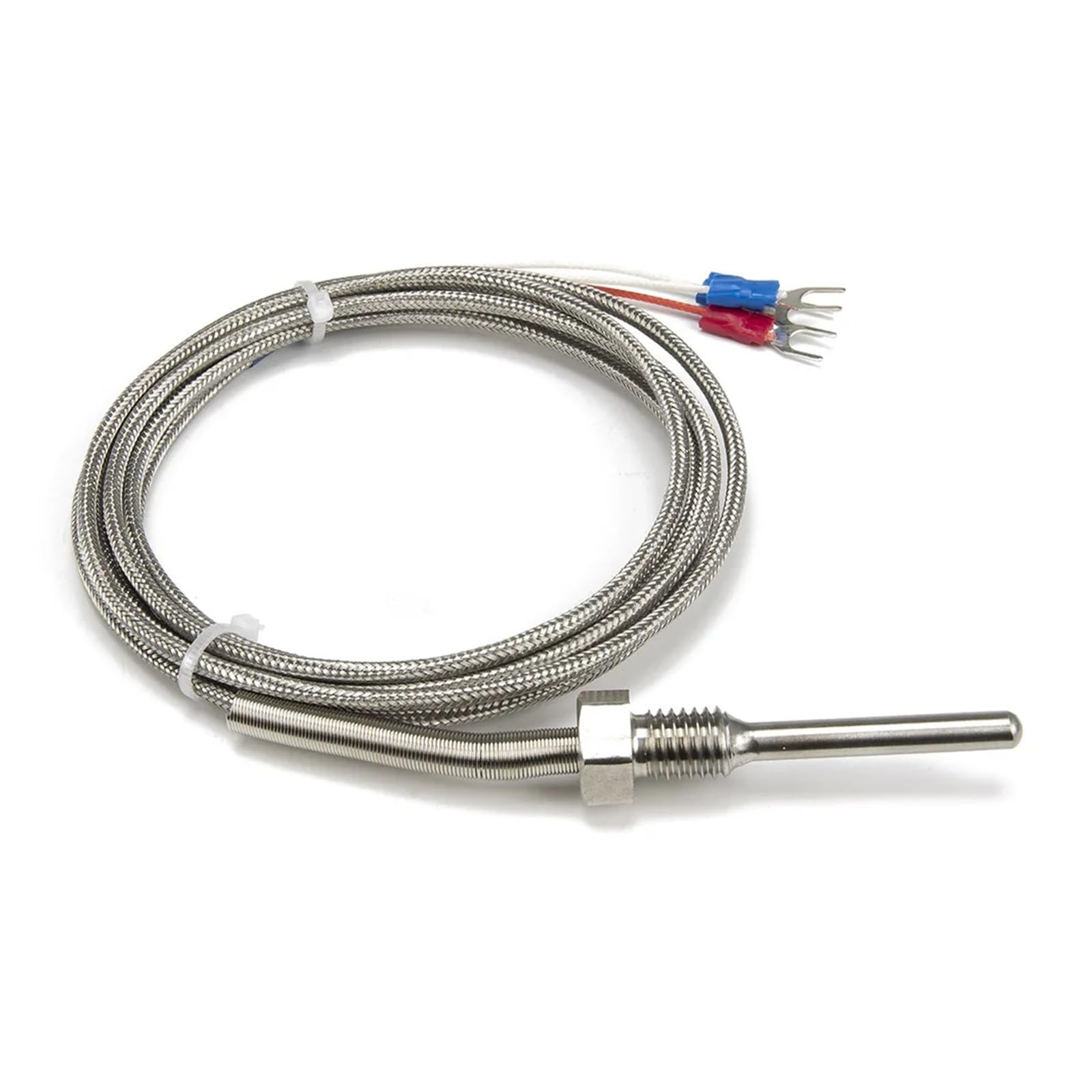 Czujnik temperatury 2 m typ RTD PT100 czujnik temperatury z metalowym kablem plecionym i głowicą sondy 50 mm (PT1 8)