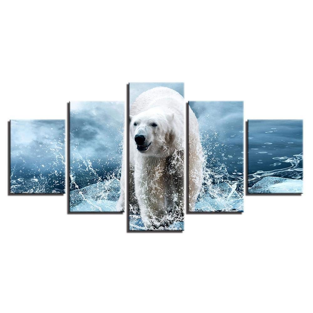 Toile murale rouge ours polaire HD pour habiller un mur vide de salon