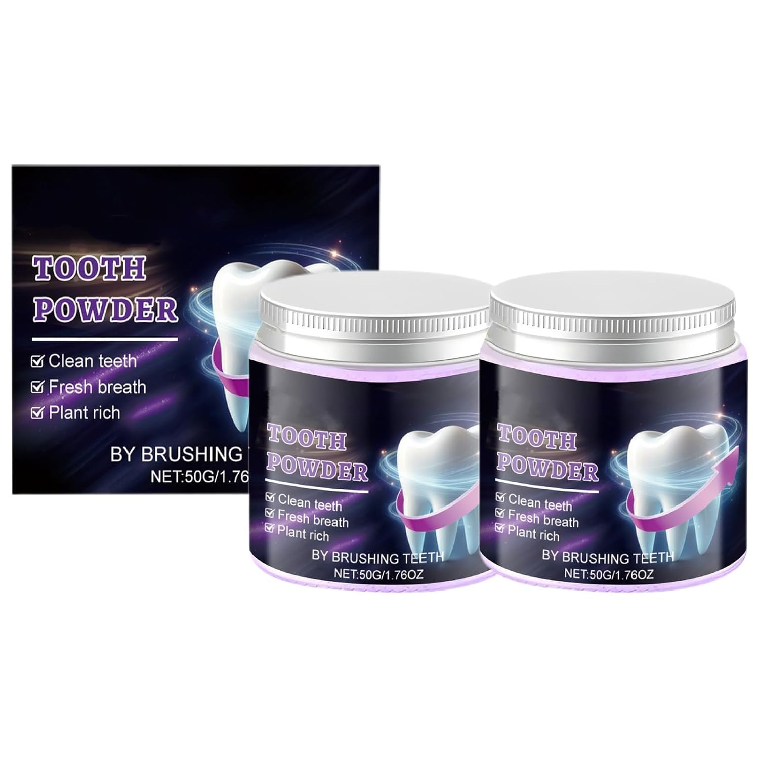 Gearvix Advanced Polvere Sbiancante per Denti, Dentifricio Sbiancante, Polvere Dentifricia Minerale Naturale, Aumenta lo Sbiancamento Naturale dei Denti e Dona un Alito Fresco a Lunga Durata,2PCS