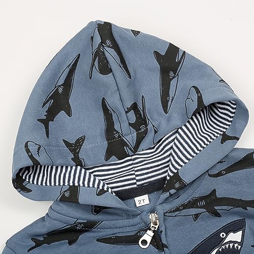 Image of Toddler Zip Up Hoodie Sweatshirt Fall Clothes Boys Jacket With Hood 2-7 Years