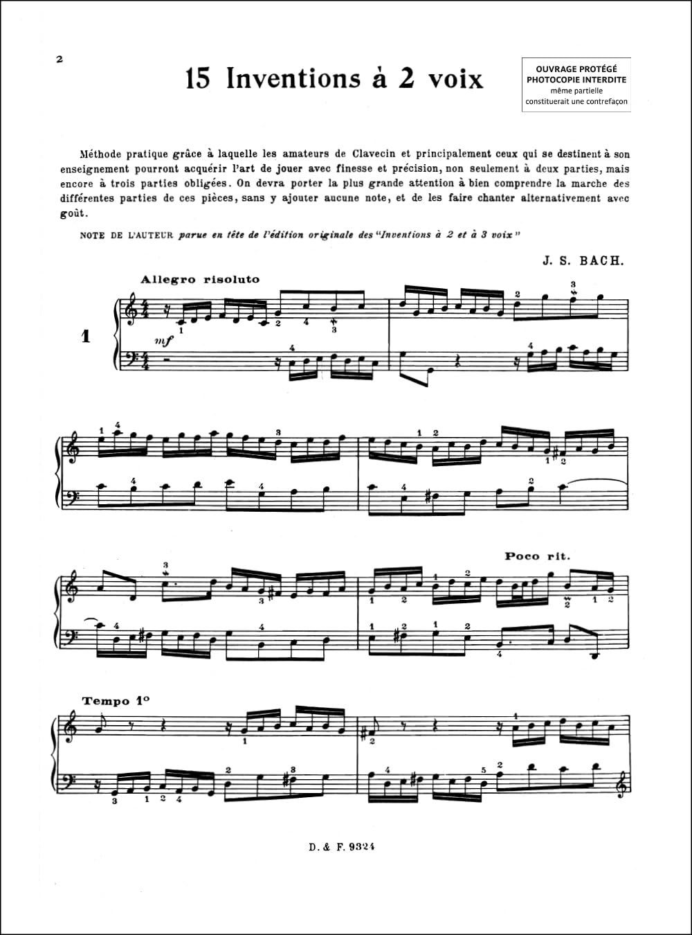 JOHANN SEBASTIAN BACH : INVENTIONS A DEUX ET TROIS VOIX - PIANO      Paperback – January 1, 2001