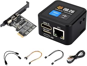 Waveshare PicoKVM Lightweight IP KVM Remote Management Tool, 1920 × 1080@60fps HDMI Video Input and HID Signal Output for Device Control, with Case+1.54inch Display+0GB eMMC Ext Board