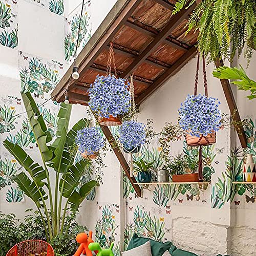 Uieke 16 Bundles Artificial Flowers Outdoor Uv Resistant Blue Fake Flowers No Fade Faux Greenery Plastic Plants For Garden Porch Window Box Home Party Wedding Thanksgiving Christmas Décoration #TOP3