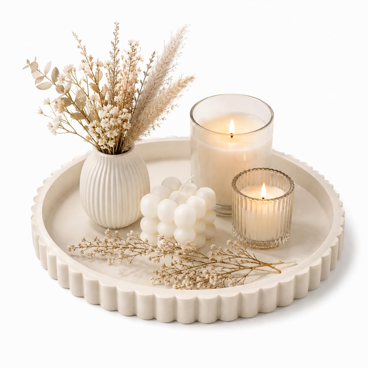 Decorative Tray, Round Tray Off-White Silicone, Practical Perfume Tray