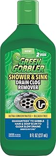 Green Gobbler Ultra Concentrated Drain Clog Remover & Cleaner | Powerful Hair, Grease & Soap Dissolver for Bathroom, Kitchen, Shower, Sink & Toilet | Safe for Pipes & Septic Systems