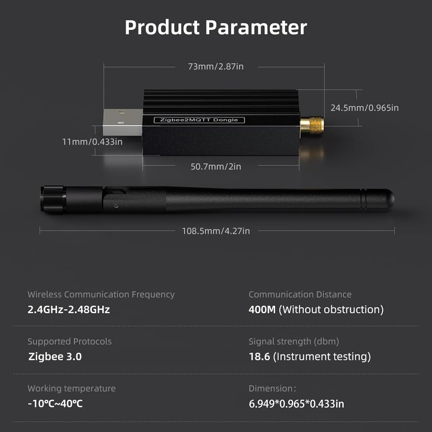 Zigbee 3.0 USB Dongle-P Plus Gateway, TI CC2652P+CP2102N Dual-Chip, Universal Zigbee USB Gateway with Antenna for Home Assistant, OpenHAB, ZHA, Zigbee2MQTT 8