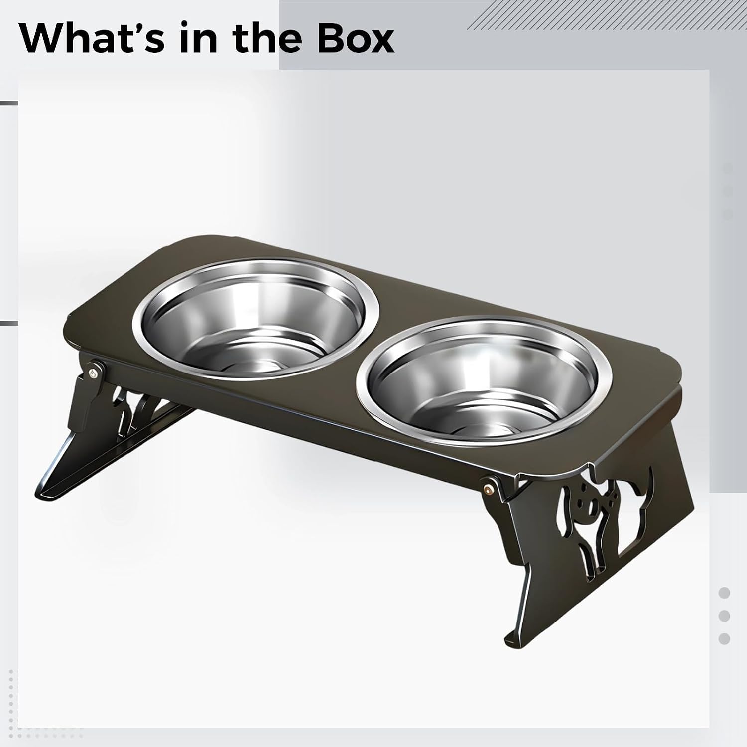 Gamelles surélevées for Chat, Doubles gamelles Pliables avec Plats de Nourriture et d'eau inclinés à 10° en Acier Inoxydable, Support en Acier au Carbone