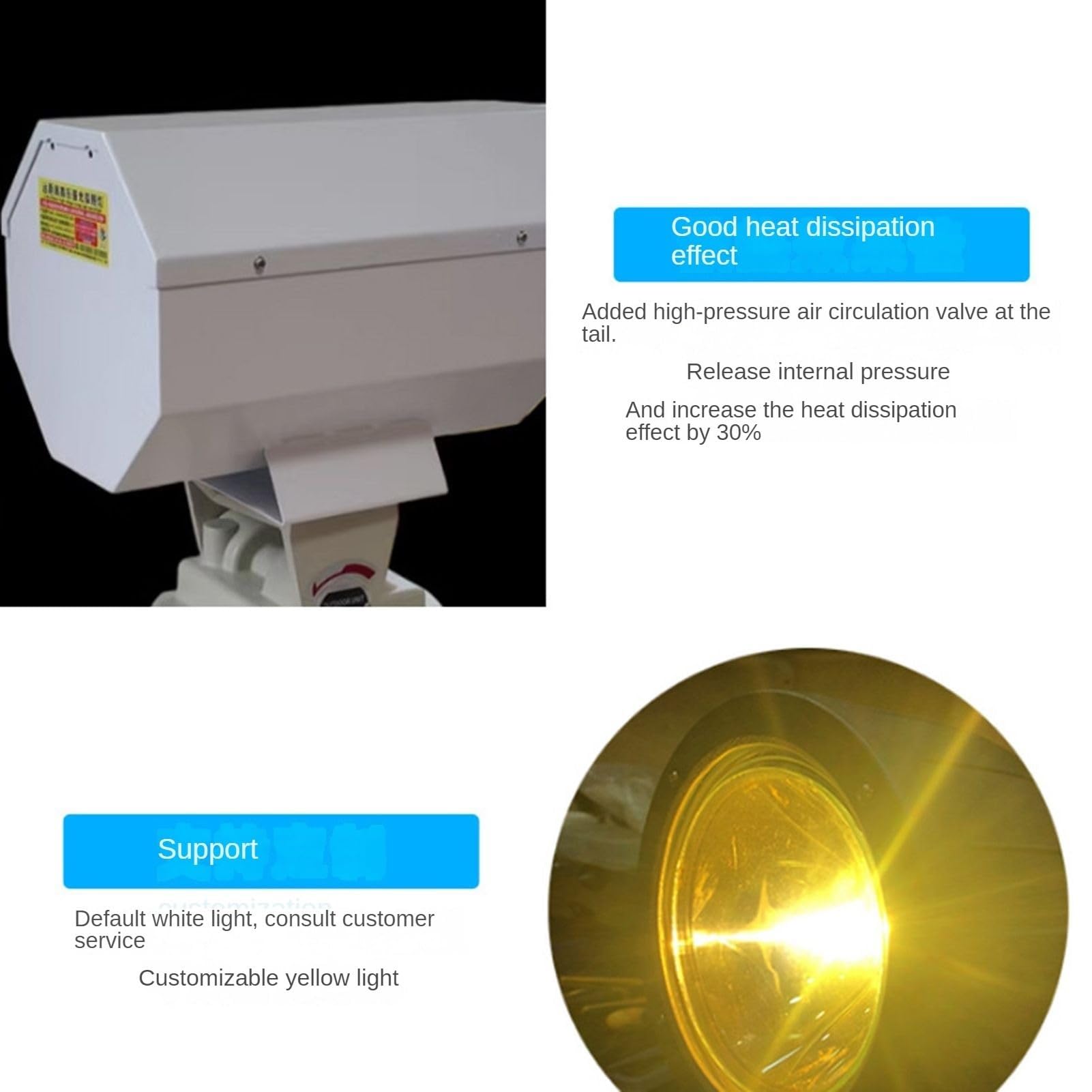 Reflektor LED - LED 220 V Światło 360 stopni Obrót Bezprzewodowy pilot zdalnego sterowania praca praca dla ochrony bezpieczeństwa domu oświetlenie awaryjne ogrodu(1000 W)