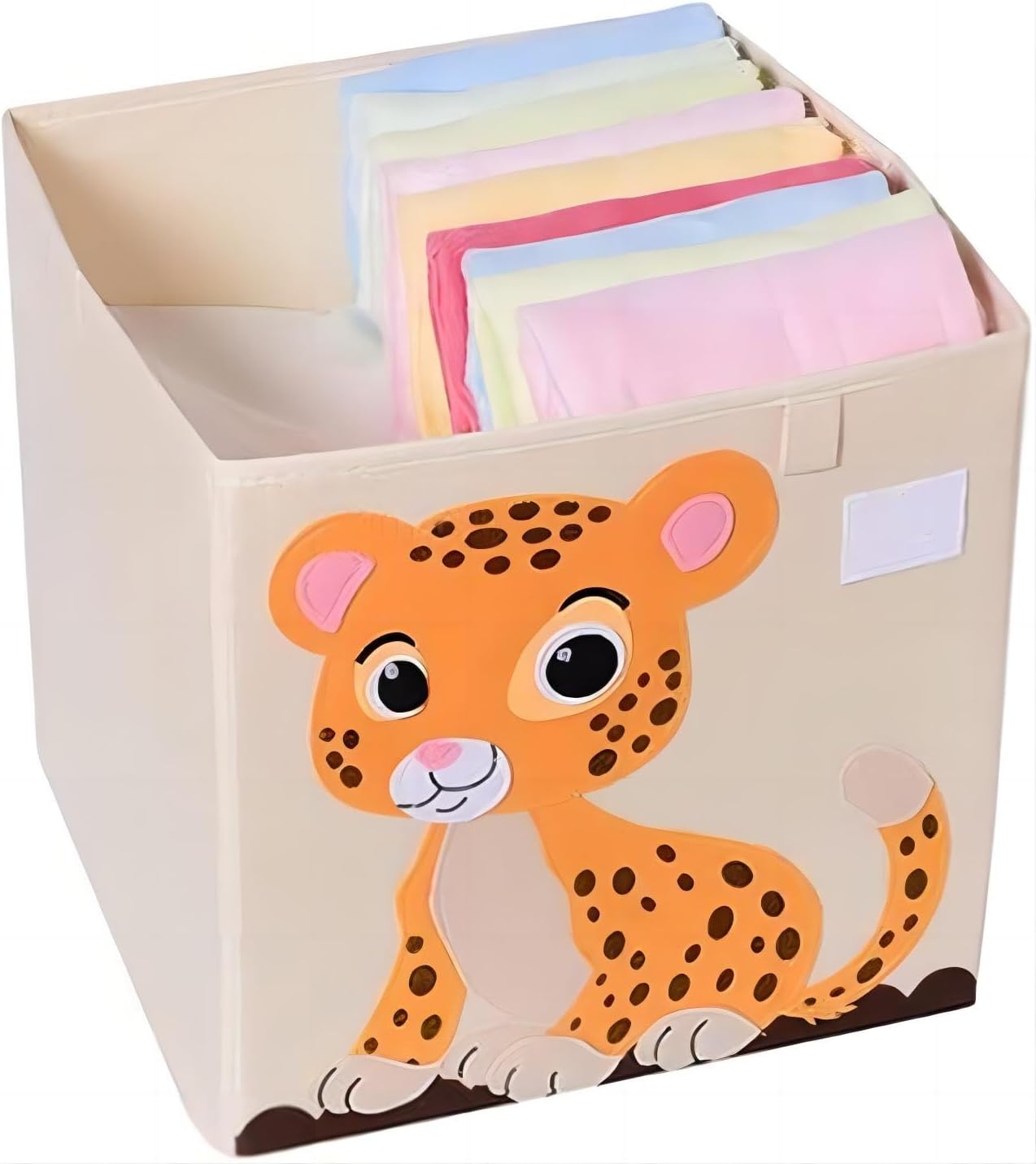 Lenosed Kids' Toys Storage Boxes Bins Foldable Washable Canvas Basket Organizer for Clothes Toys Books 33x33x33cm (Tiger)