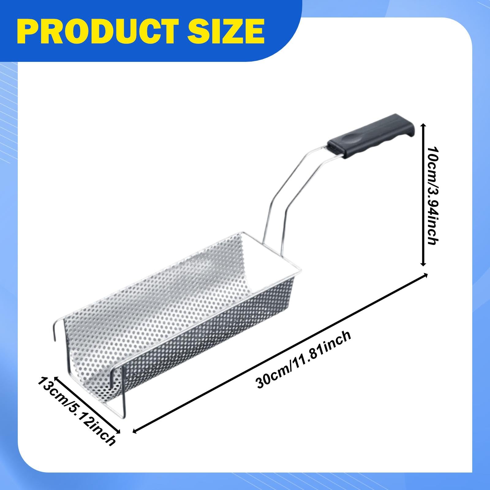 per Frittura in Acciaio Inox con Manico Resistente Patatine Croccanti Colino da Cucina per Snack Supporto Friggere Alimenti