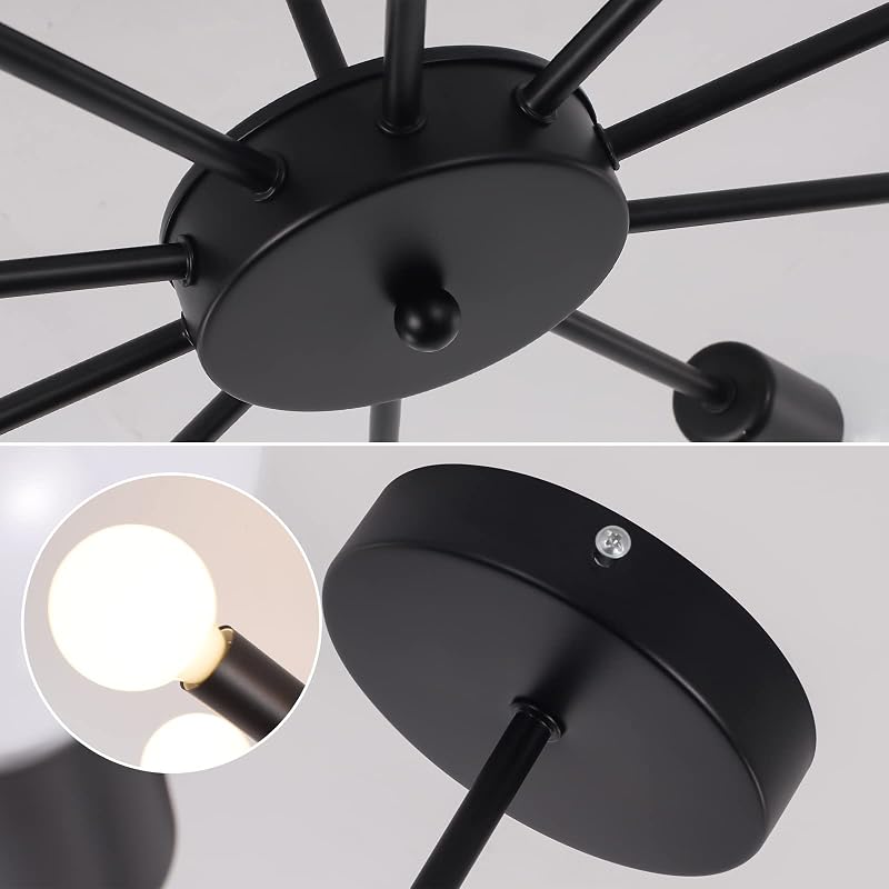 JIINOO 10 ágú csillár fekete modern ipari vintage függőlámpa E27