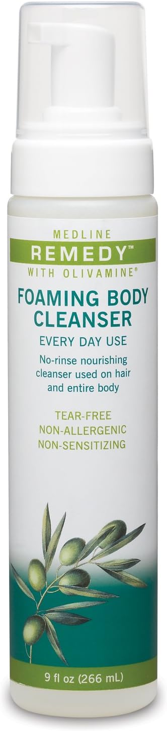 Remedy Olivamine Foaming Body Cleanser, No Rinse, Scented, 9-oz Pump Bottle