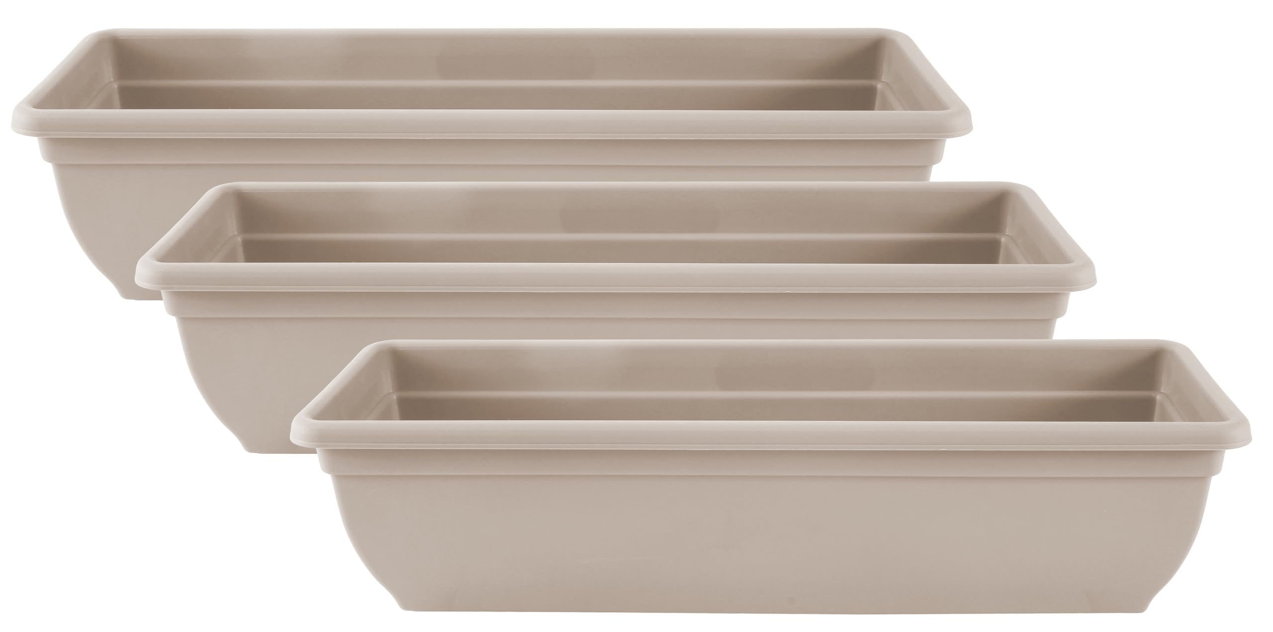 Muddy Hands Pack of 3-60cm Long Stone Trough Plant Pot Plastic Planter Indoor Home Outdoor Garden Window Herb Flower Box