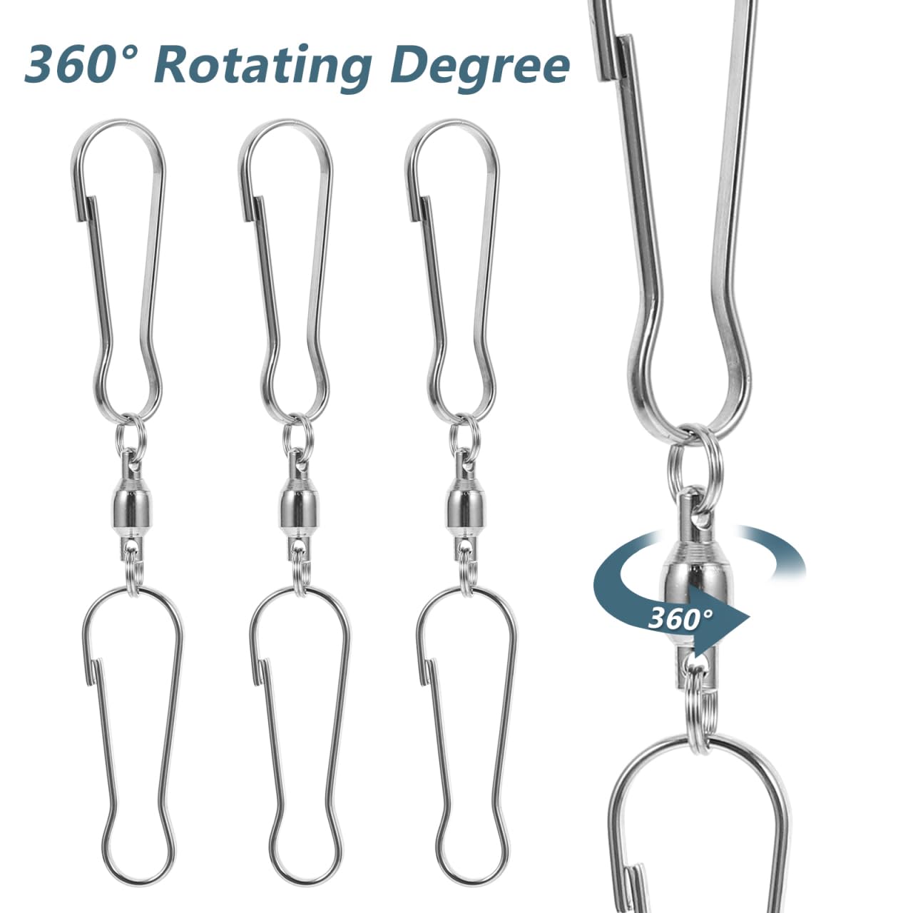 EXCEART Lot de 5 crochets pivotants pour manches à air rotatifs - Double clip - Rotation à 360° - Étanche - Résistant à la rouille - Léger - Métal argenté