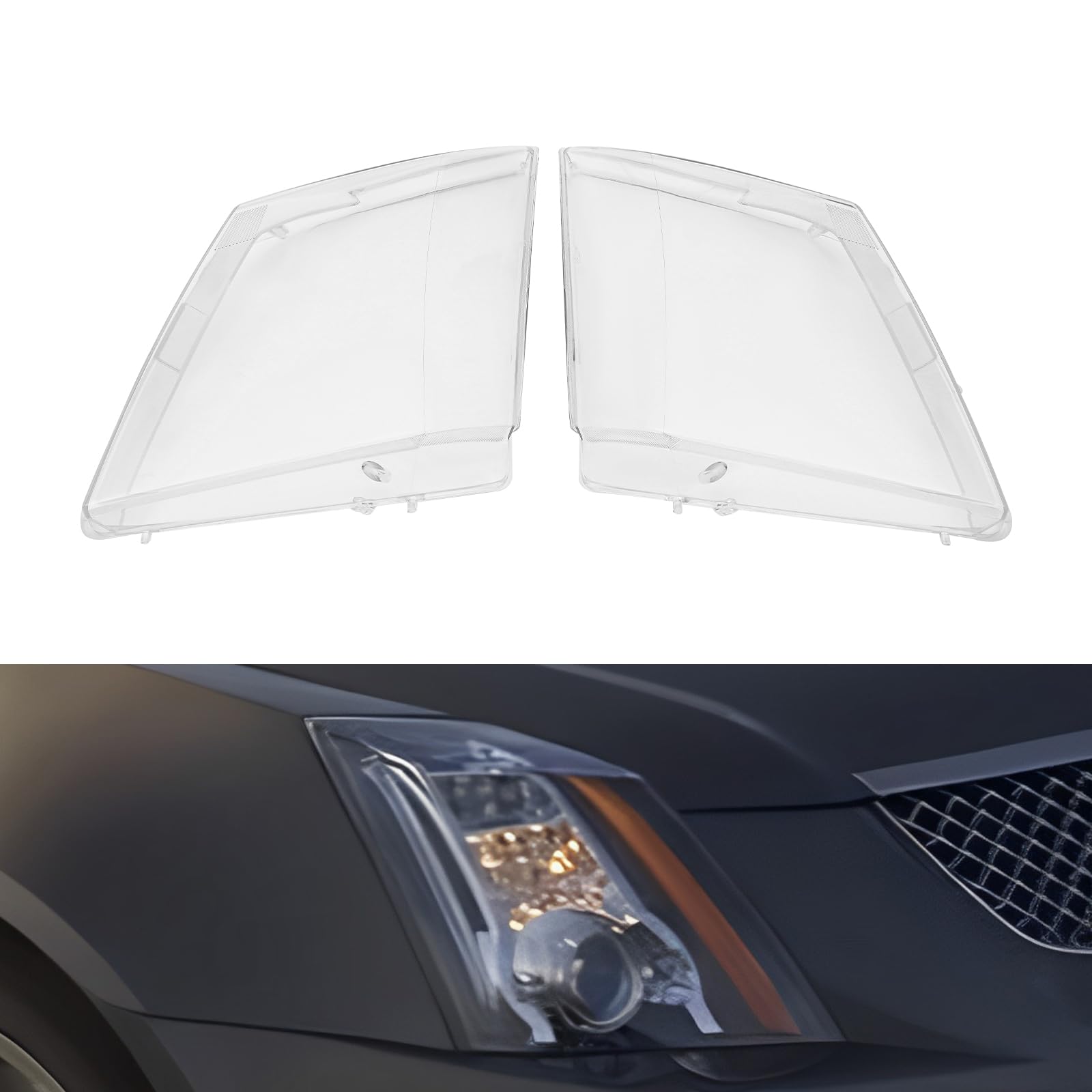 XIJIE Headlight Lens Covers Compatible with 2008 2009 2010 2011 2012 2013 Cadillac CTS Driver's Left Side and Passenger's Right Side Clear Lens LH + RH