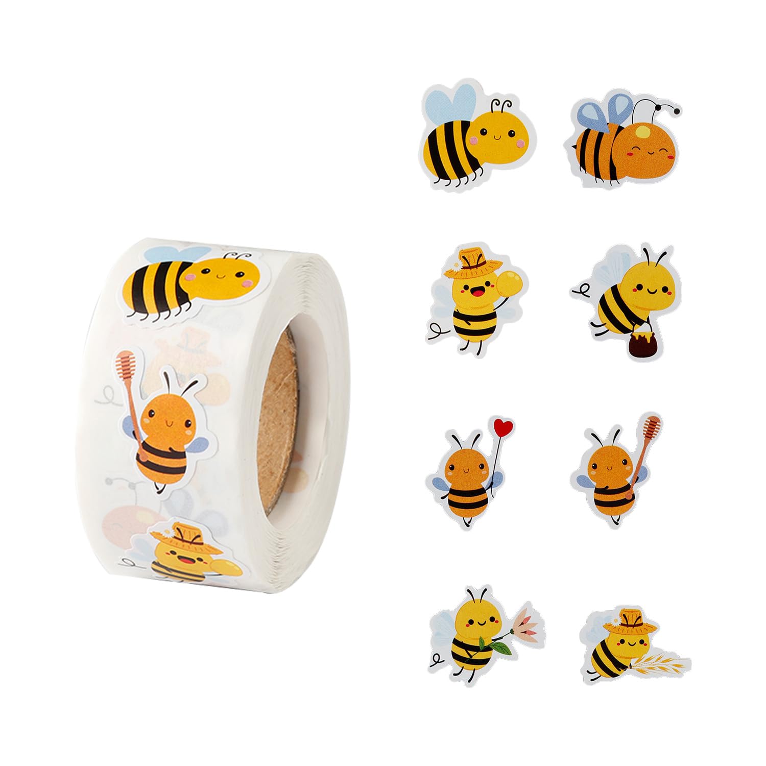 Wellrun 500 PCS Cute Yellow Bumblebee Stickers,Fun Cartoon Honey Bee DIY Stickers for Birthday, Teacher Reward Decoration,Scrapbooking,Crafts